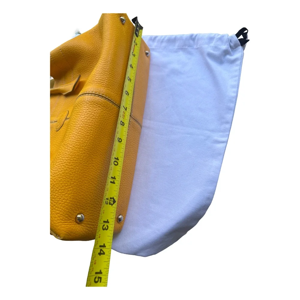 TODS D-Bag Tote Shoulder Bag Yellow Pebbled Leather Medium Shopper Satchel Italy